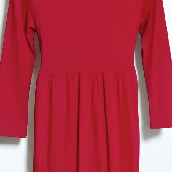 Vintage Chansonetta Wool Midi Dress Sz Medium Red A-Line Artisan Minimalist USA - Picture 10 of 11